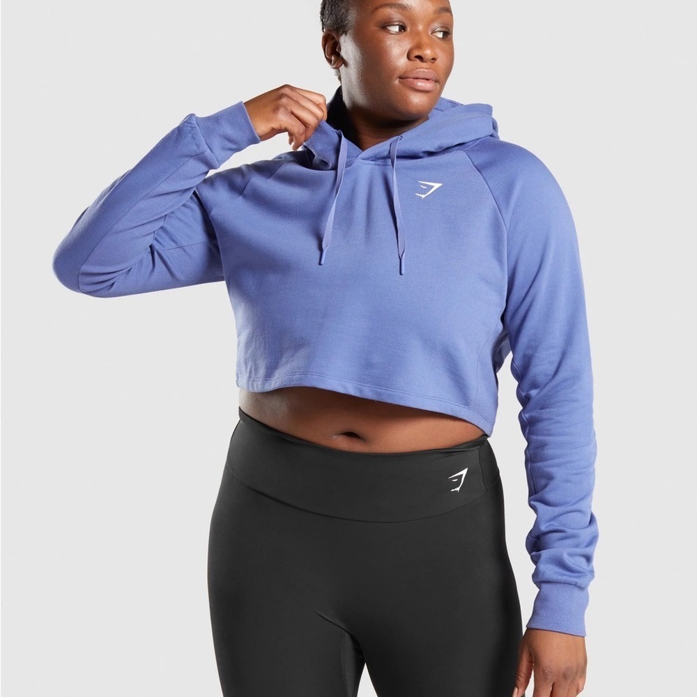 Gymshark Women's Indigo Cropped Hoodie Size Small
